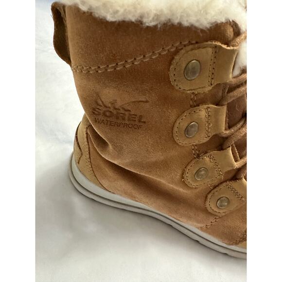 Sorel Womens Size 6.5 Joan Fur Lined Leather Waterproof Camel Brown Snow Boots - Picture 4 of 13